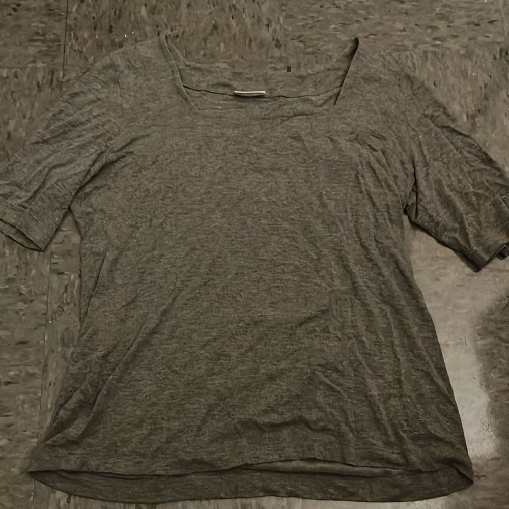 AKRIS punto top/blouse, size US 12 (is small), square neck lining, dark gray.